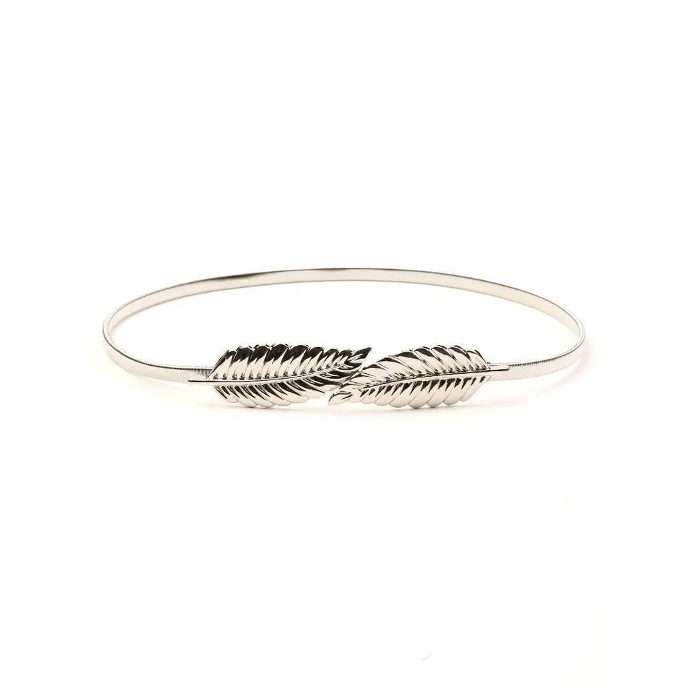 ✨🍃 Leaf Buckle Stretchy Elastic Greek Goddess Gold Silver Metal Dress Belt NEW